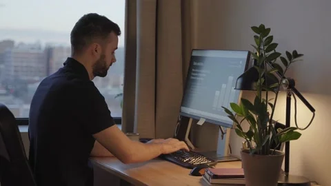 Young Man Freelancer Working Remotely. Stock Footage 194572310