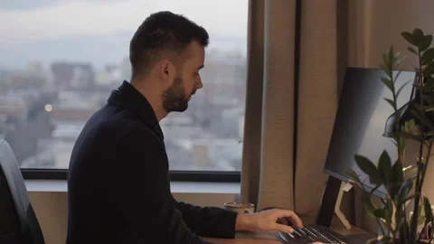 Young Man Freelancer Working Remotely Stock Footage 194572838