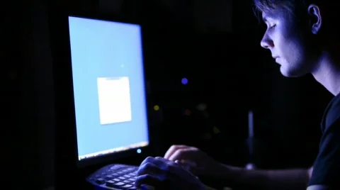 Young man in front of computer screen Video stock 704204