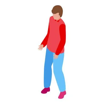 Young man gesturing with hands isometric illustration 스톡 일러스트