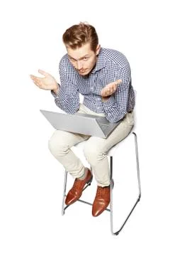 Young man gesturing by hands Stock Photos