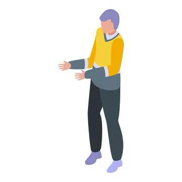 Young man is gesturing with his hands presenting something Stock Illustration