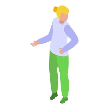 Young man gesturing presenting something isometric icon Stock Illustration