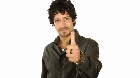 Young man gesturing thumbs-up Stock Footage 28787881
