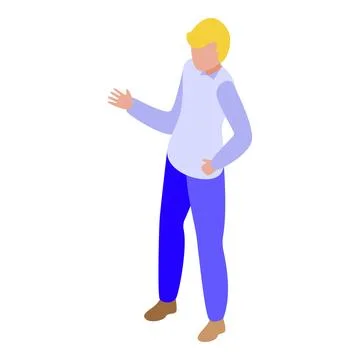 Young man gesturing while explaining something isometric illustration 스톡 일러스트