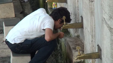 Young Man Get Ablution Istanbul Stock Footage 46188978