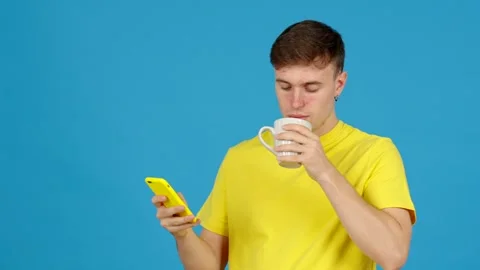 Young man getting surprise on phone Video stock 253845749