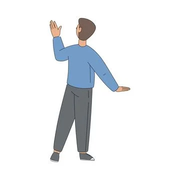 Young Man Giving High Five Hand Gesture Vector Illustration Stock Illustration
