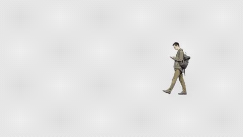 A young man goes and writes a message on his smartphone. Cut out video Stock Footage 168367075