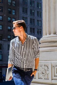 Young Man Going Back to Work in Hot Summer Stock Photos
