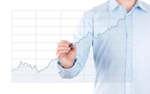 Young man with growing chart Stock Photos
