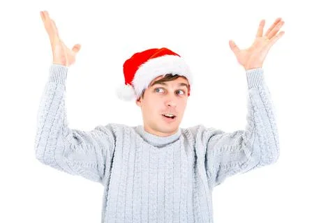 Young Man with Hands Up Stock Photos