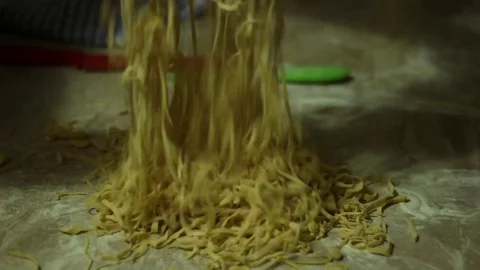 Young Man Hands Preparing Homemade Noodles Video stock 82939692