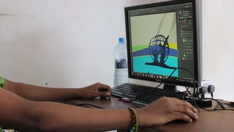 Young man hands using computer Stock Footage 165663417