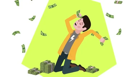 The young man is happy. A big win. Stock Footage 220422107
