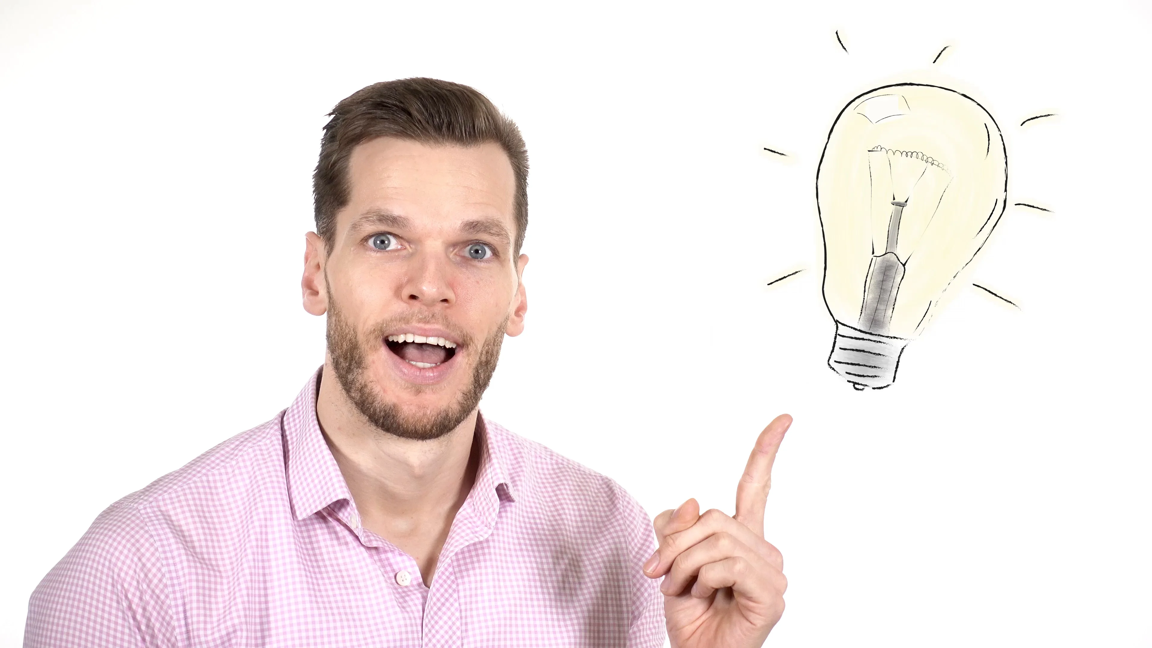 Næste uanset mastermind Young Man has a bright idea with light b... | Stock Video | Pond5