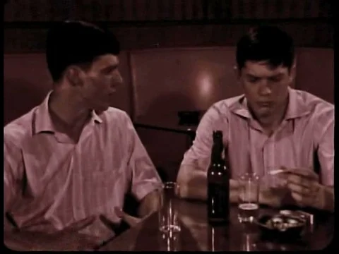 A young man has a conversation about bad choices and smoking with his imaginary Video stock 75306919