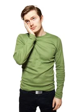 Young man has a problem, he's worried. Stock Photos