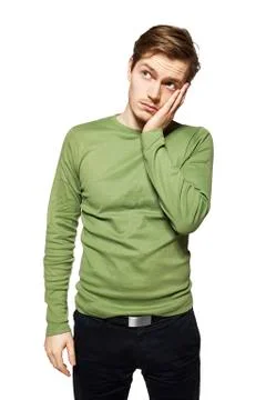 Young man has a problem, he's worried. Stock Photos