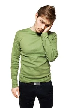 Young man has a problem, he's worried. Stock Photos