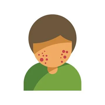 Young man having chickenpox suffering from skin rash Stock Illustration