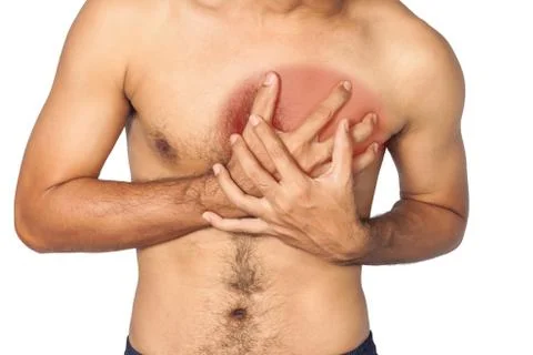 Young man having heart attack Foto stock