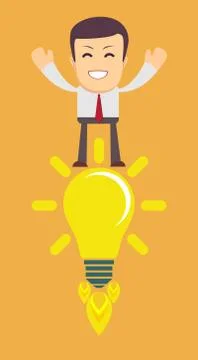 Young Man Having an Idea. Light bulb Stock Illustration