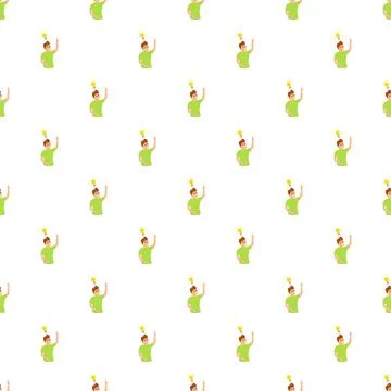 Young man having idea light bulb pattern Illustrazione stock