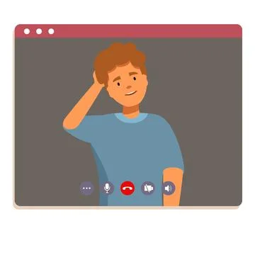 Young man having video call and touching his hair Stock Illustration