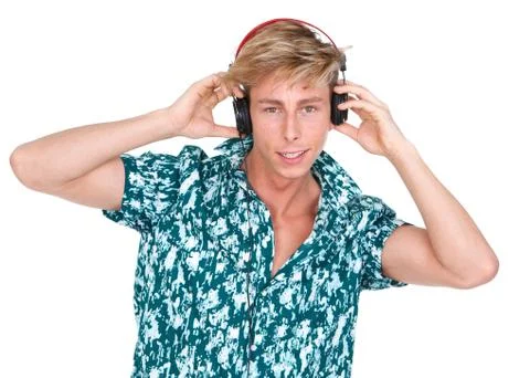 Young man with headphones Stock Photos
