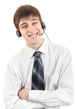 Young Man with Headset Stock-Fotos