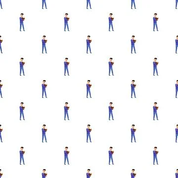 Young man holding book continuous seamless pattern 스톡 일러스트