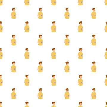 Young man holding coffee cup seamless pattern イラスト素材