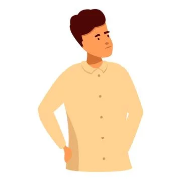 Young man holding hands behind back is thinking and looking away Stock Illustration