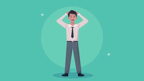 Young man holding head in frustration expressing stress and anxiety with an.. Vídeo Stock 339049654