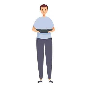 Young man holding virtual reality headset Stock Illustration