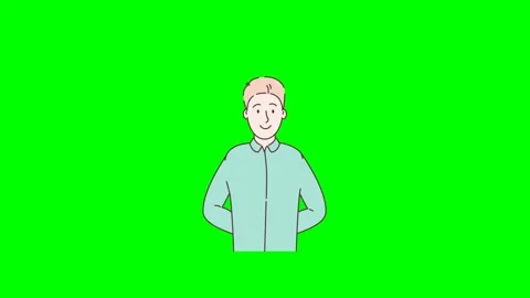 Young man holds his hands behind his back. Front view. Surprise or present Video stock 328524962