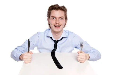Young man is hungry Stock Photos