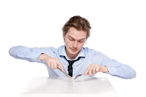 Young man is hungry Stock Photos