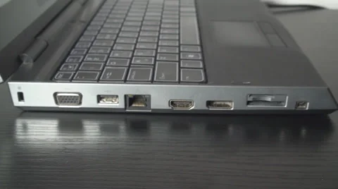 Young Man Inserting HDMI In Laptop, Technology, Information, Data, Side-Shot Stock-Footage 36793190