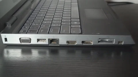 Young Man Inserting USB Stick Laptop,Technology,Information,Data,Side-Shot Video stock 36793194