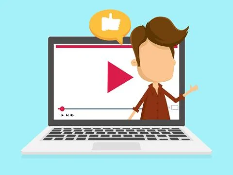 Young man inside the computer Stock Illustration