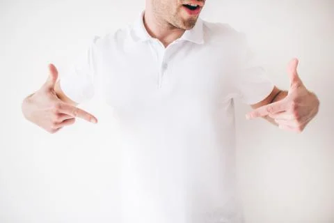 Young man isolated over white background. Cut view of cool confident male person Stock Photos