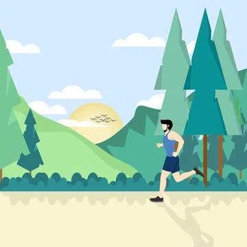 Young man jogging. Active healthy lifestyle concept, running, city competition. Ilustração Stock