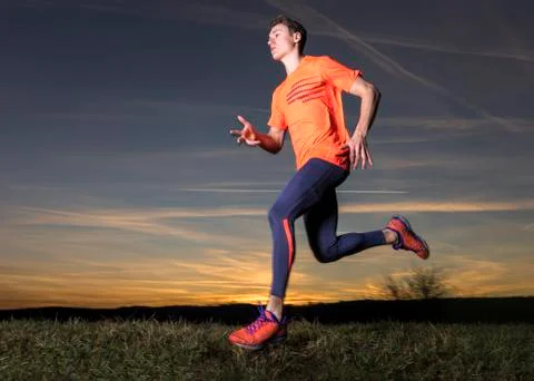 Young man in jogging Stock Photos