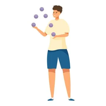 Young man juggling balls, developing coordination and concentration skills Stock Illustration