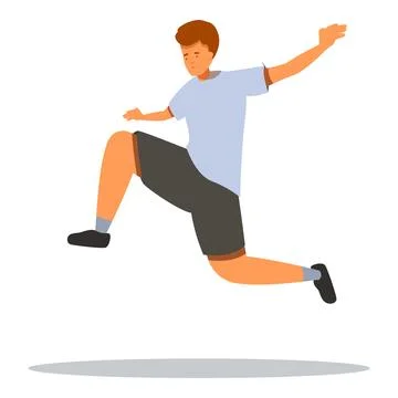 Young man jumping and balancing with outstretched arms Stock Illustration