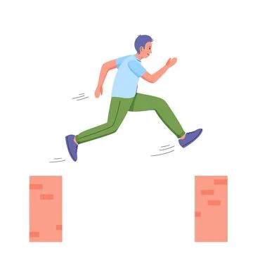 Young man jumping between walls. Free running, parkour, extreme sport. Male Stock Illustration