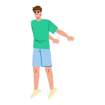 Young man jumping with open arms expressing happiness and freedom Stock Illustration