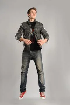 Young man jumping Stock Photos